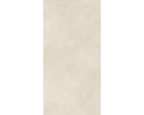 Carreau rectangulaire en grès cérame aspect pierre avec surface structurée, beige clair.