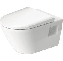 WC suspendu avec abattant en céramique blanche au design moderne.