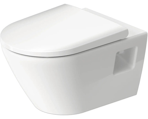 WC suspendu avec abattant en céramique blanche au design moderne.