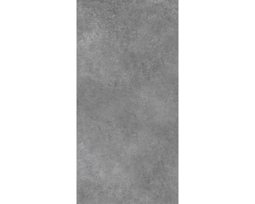 Dalle en grès cérame aspect béton gris avec surface mate.