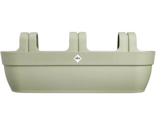 Jardinière de balcon en plastique avec support intégré pour rambarde et elho Logo.