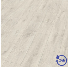 Revêtement de sol stratifié décor chêne résistant à l'eau jusqu'à 24 heures.