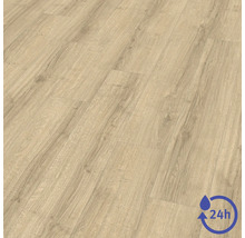 Sol stratifié aspect chêne, 24 heures de résistance à l'eau.