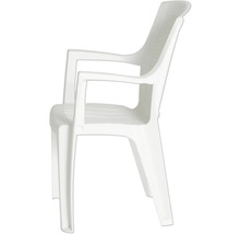 Chaise de jardin en plastique avec accoudoirs, blanc.