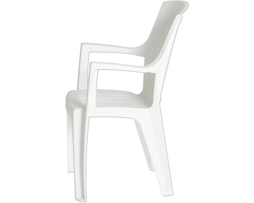 Chaise de jardin en plastique avec accoudoirs, blanc.