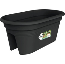 Jardinière de balcon elho en plastique pour rambarde, noire.