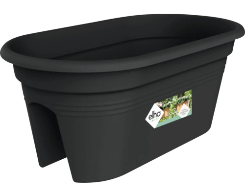 Jardinière de balcon elho en plastique pour rambarde, noire.