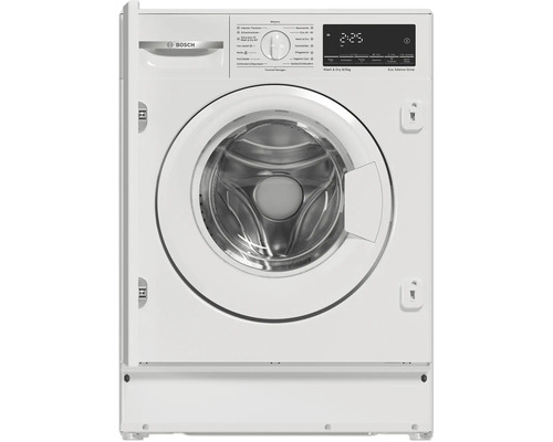 Lave-linge séchant Bosch pour 8 kilogrammes de lavage et 5 kilogrammes de séchage, encastrable, hublot, affichage numérique, Bosch Logo.