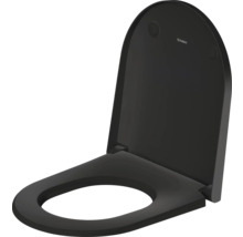 Abattant de toilette Duravit noir mat avec couvercle, forme en D.