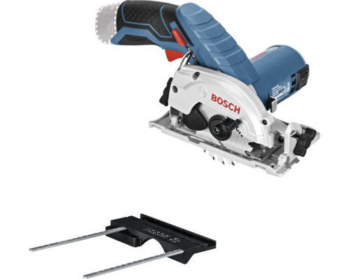 Bosch Akku-Kreissäge mat Parallelanschlag fir präzis Schnëtt an Holz.