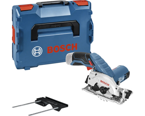 Bosch Akku-Handkreissäge mit Parallelanschlag und Transportkoffer.
