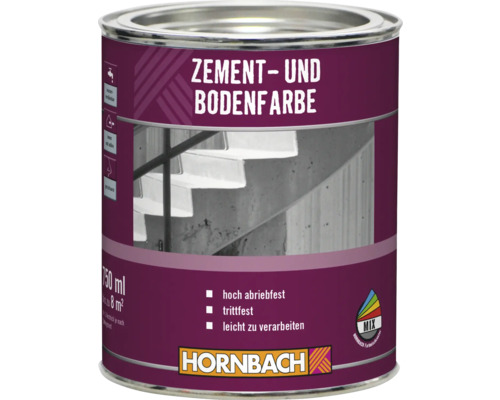 Peinture pour ciment et sol Hornbach 750 millilitres, haute résistance à l'abrasion, résistant aux pas, diluable à l'eau, intérieur et extérieur.