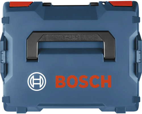 Blauer Bosch Werkzeugkoffer L-Boxx aus Kunststoff mit Tragegriff und Bosch Logo.