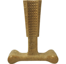 Jouet à mâcher pour chiens en forme de T avec surface à picots pour soin dentaire, beige tacheté, Spot Logo.