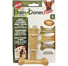 Jouet à mâcher Bam-Bones Plus pour chiens en fibre de bambou et nylon avec picots et saveur poulet, taille S.