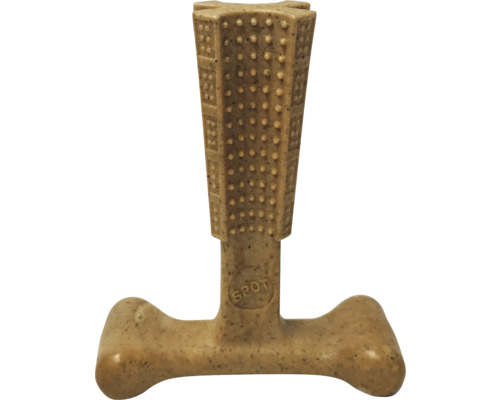 Jouet à mâcher beige pour chien avec surface texturée et base en forme de T, SPOT Logo