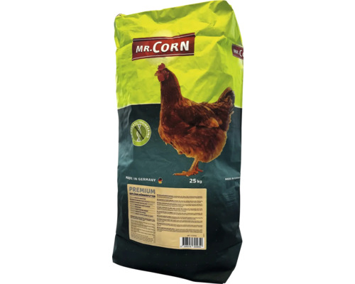 Mélange de graines pour volaille Mr. Corn Premium 25 kilogrammes, sans génie génétique, fabriqué en Allemagne.