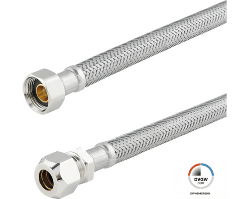 Flexible de raccordement en tresse d'acier inoxydable, certifié pour les installations d'eau potable.