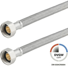 Tuyau de raccordement flexible en tresse d'acier inoxydable avec certification DVGW.