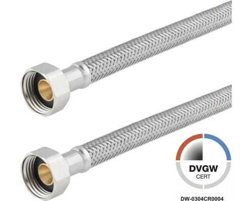 Tuyau de raccordement flexible en tresse d'acier inoxydable avec certification DVGW.