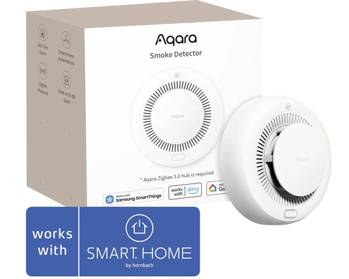 Aqara Rauchmelder mit Zigbee 3.0 Protokoll, integrierter Sirene mit 85 Dezibel, kompatibel mit SMART HOME by hornbach, Alexa und Google Home.