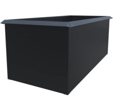 Carré potager rectangulaire en métal anthracite avec panneaux horizontaux.