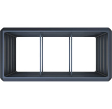 Cadre de potager surélevé en métal anthracite avec des renforts verticaux.