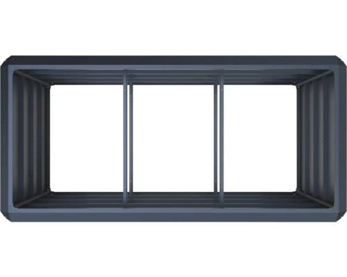 Cadre de potager surélevé en métal anthracite avec des renforts verticaux.