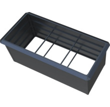 Cadre de potager surélevé rectangulaire en métal anthracite avec barres transversales de renfort.