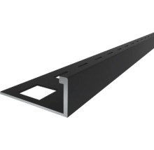 Profilé de finition noir pour carrelage, profilé en angle en aluminium avec bord rectangulaire et aile perforée.