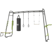 EXIT Toys GetSet Outdoor-Fitnessstation mit Hangelleiter, Boxsack, Turnringen, Trapez und Hantelbank.