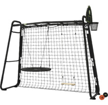 Portique de jeu multifonction EXIT Toys pour jardin avec cadre d escalade, balançoire nid, balançoire en bois et panier de basket.