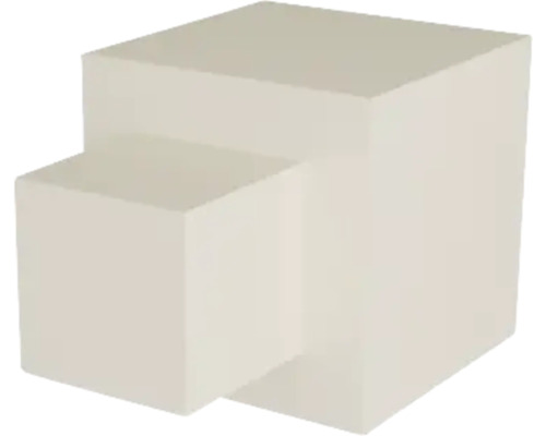 Geometrisches Dekorelement, würfelförmiges Endstück oder Außenecke mit glatter Oberfläche.