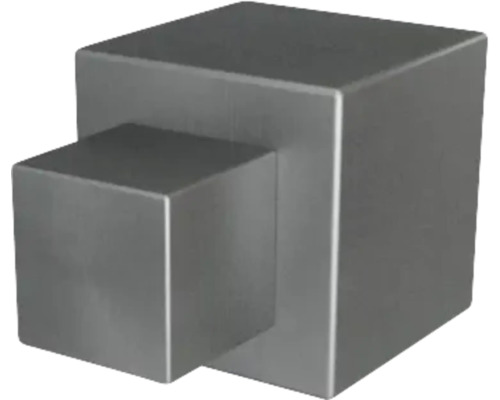 Möbelknopf quadratisch aus Metall in Edelstahloptik, modernes Design.