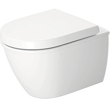 WC suspendu avec abattant en céramique blanche, design sans bride.