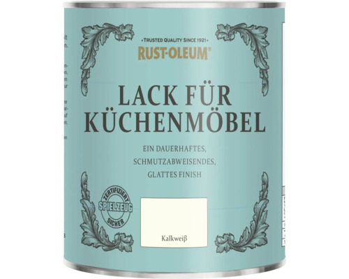 Dose Rust-Oleum Lack für Küchenmöbel in Kalkweiß, dauerhaftes und schmutzabweisendes Finish, zertifiziert spielzeugsicher.
