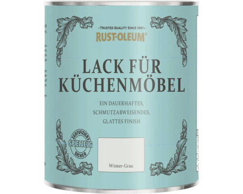 Rust-Oleum Lack für Küchenmöbel in Winter-Grau, glattes und schmutzabweisendes Finish, zertifiziert spielzeugsicher.