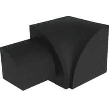Adaptateur de montage en angle pour lampes d'extérieur en noir en plastique avec surface structurée.