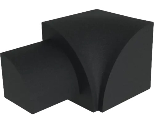 Adaptateur de montage en angle pour lampes d'extérieur en noir en plastique avec surface structurée.