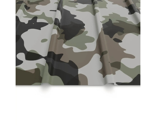 Tôle trapézoïdale avec motif camouflage pour toit et mur.