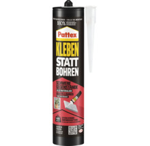 Colle de montage Pattex pour objets lourds, maintien immédiat de 400 kilogrammes par mètre carré, utilisable en intérieur et extérieur.