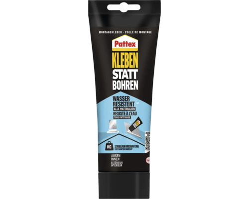 Pattex Kleben statt Bohren Montagekleber in der Tube, wasserresistent, für alle Materialien, starke Anfangshaftung, für innen und außen.