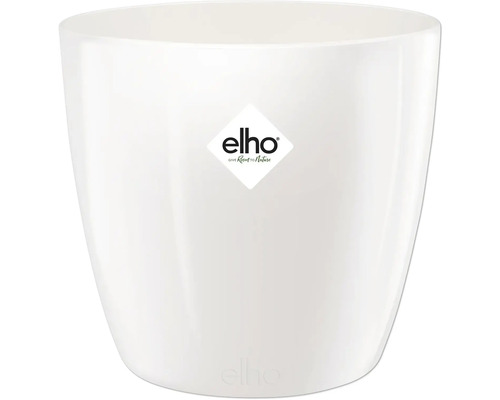 Pot de fleurs rond blanc en plastique avec Elho Logo.