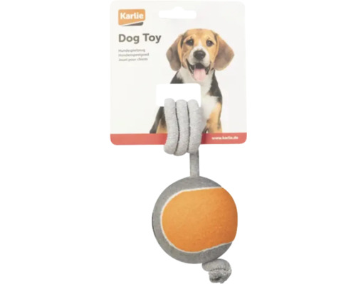 Jouet pour chien Karlie corde avec balle de tennis en tissu, Karlie Logo.