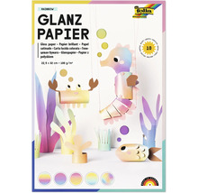 Papier brillant Folia Rainbow 10 feuilles 22,5 sur 32 centimètres 100 grammes par mètre carré pour le bricolage de figurines sous-marines.