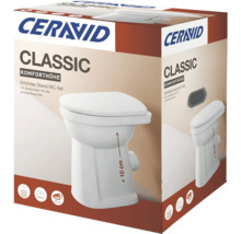 Pack WC à poser surélevé Ceravid Classic avec abattant amovible et fermeture ralentie, hauteur de plus 10 centimètres.