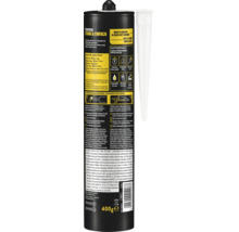 Colle de montage Pattex Fixer sans Percer Fort et Facile en cartouche de 400 grammes avec buse blanche.