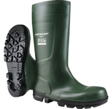 Dunlop Gummistiefel Work-it in Grün mit profilierter schwarzer Sohle.
