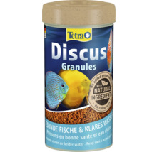 Boîte de nourriture Tetra Discus Granules pour poissons discus avec ingrédients naturels sans colorants ni conservateurs.