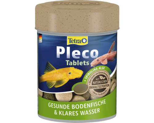 Tetra Pleco Tablets, nourriture pour poissons de fond en tablettes avec algues spiruline et ingrédients naturels.